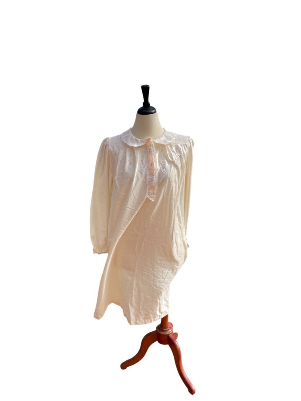 Vintage Barbizon Nightgown Old New Stock Embroidered Floral Lace Ivory Medium